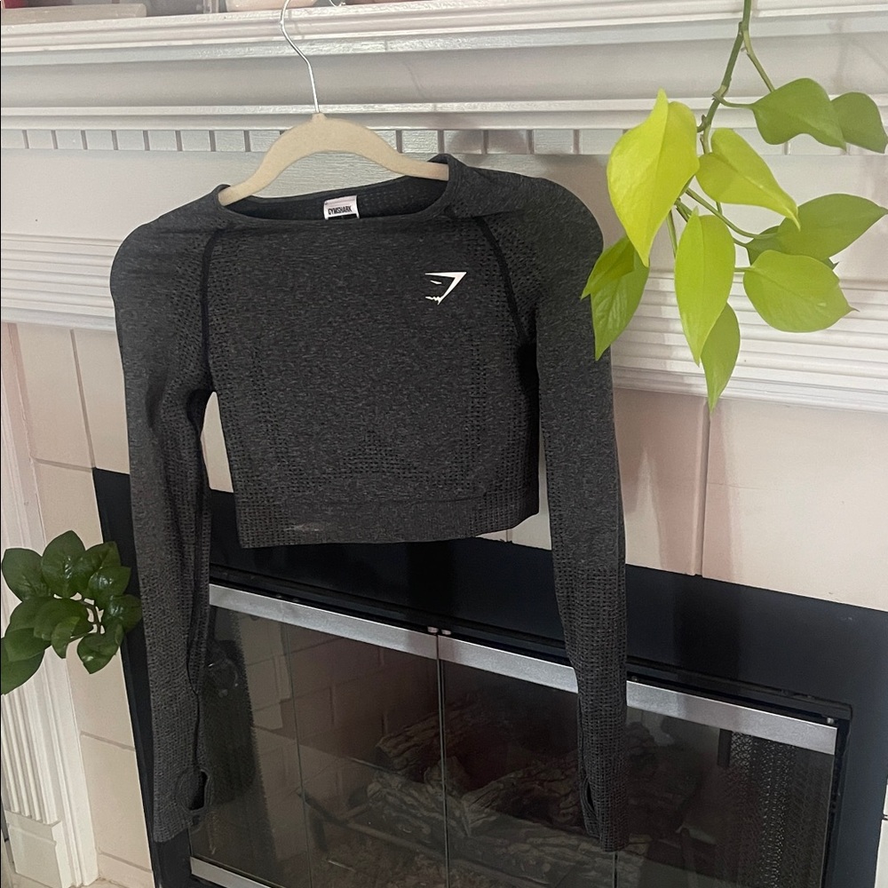 Gymshark Charcoal Long Sleeve Crop Top